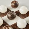 White and Brown Marble Tic Tac Toe Game Board, Natural Stone Checkerboard, 7x7 Inch Premium Handcrafted Marble Game Board, Luxury Home Decor, Tabletop Decor for Living Room, Office view 4