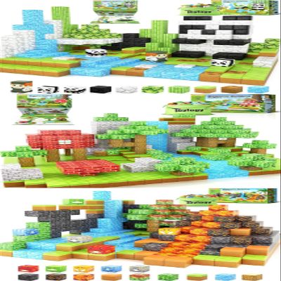 250PCS Magnetic Blocks for Toddlers Toys, Combined with The Theme of Panda, Dinosaur and Forest Magnetic Blocks-Build Magnet World Set for Boys & Girls Age 3-4 4-5 6-8 Magnet Kids Toys Gift