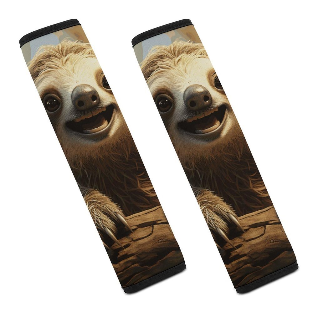 VFMNT Car Seat Strap Covers Set of 2 Cartoon Sloth Car Seat Belt Cover Super Soft Car Seat Straps Shoulder Pads Automotive Seat Belt Cushion Pads for All Car Seats