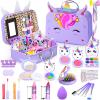 Mqsiuve Kids Makeup Kit for Girl - Non-Toxic Kids Washable Makeup Girls Toys, Girls Makeup Kit Princess Toys Real Play Makeup Set Birthday Girls Gift for Ages 3 5 6 7 8 9 10-12 Year Old, Purple view 1