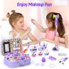 Mqsiuve Kids Makeup Kit for Girl - Non-Toxic Kids Washable Makeup Girls Toys, Girls Makeup Kit Princess Toys Real Play Makeup Set Birthday Girls Gift for Ages 3 5 6 7 8 9 10-12 Year Old, Purple view 3