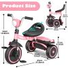 XJD Toddler Tricycle, Foldable Toddler Bike with Pedals, Tricycle for 2-5 Year Olds, Adjustable Comfortable Seat, Christmas Birthday Gifts for 1-5 Years Old Boys and Girls (Pink) view 4