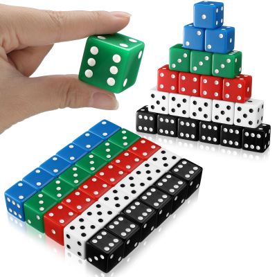 Poen 30 Pcs Standard Dice 25 mm Casino Theme Party Dice Large Opaque Jumbo Acrylic D6 Bulk Sifter for Casino Theme Party Board Vegas Birthday Supply(Colorful)