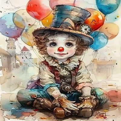 1000 Piece Puzzles for Adults - Watercolor Balloon Clown Wooden Jigsaw Puzzle for Adults Beginners, Unwind from Daily Life, for Family Bonding Activities