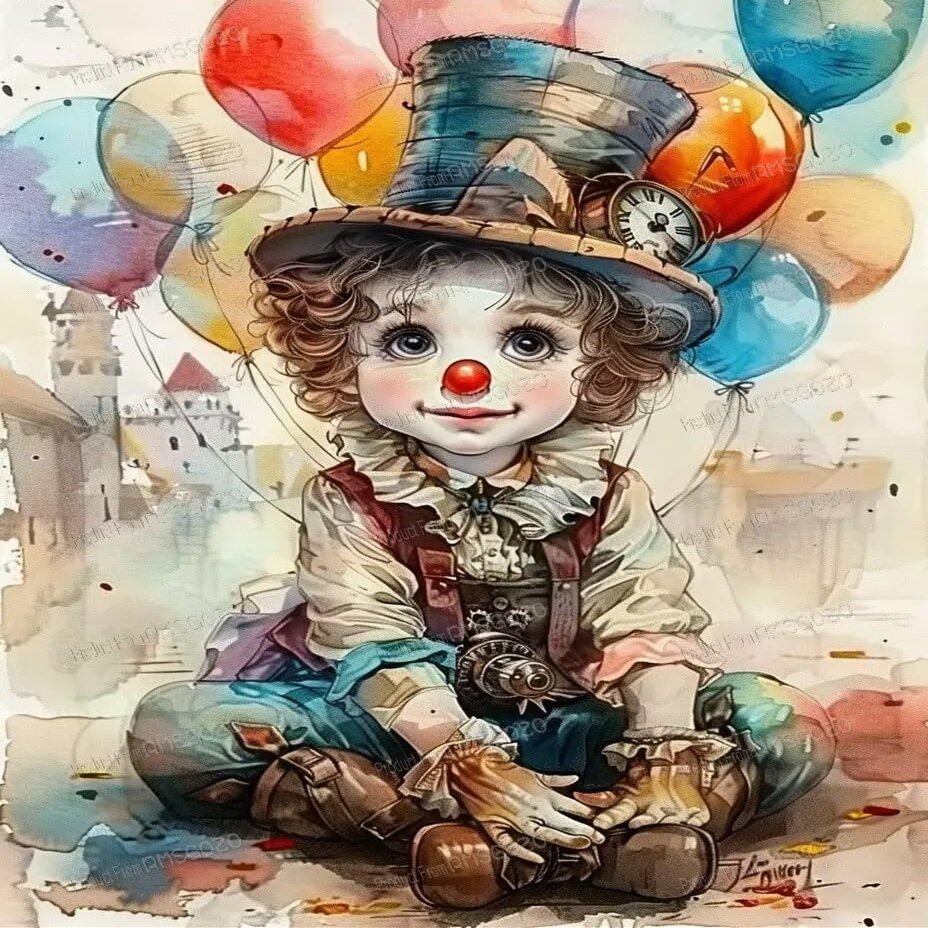 1000 Piece Puzzles for Adults - Watercolor Balloon Clown Wooden Jigsaw Puzzle for Adults Beginners, Unwind from Daily Life, for Family Bonding Activities