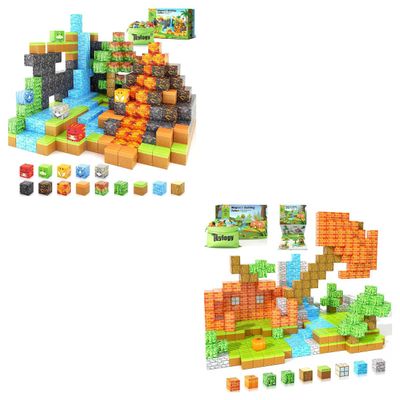 143PCS Magnetic Blocks for Toddlers Toys, Combined with The Theme of Dinosaur and Forest Magnetic Blocks-Build Magnet World Set for Boys & Girls Magnet Kids Toys Gift