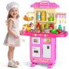 MSKOLER Play Kitchen Sets for Kids Ages 4-8, 36 Inch Pretend Kitchen Playset for Toddlers 3-5 with Stove Toy Sink Accessories, Indoor Outdoor Play Cooking Toys for Boys Girls with Sound and Light view 1