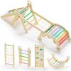 BlueWood 2024 8-in-1 Pikler Triangle Climbing Set Toddler Toys Indoor Baby Jungle Gym Climber Playground for Kids - Rainbow view 1