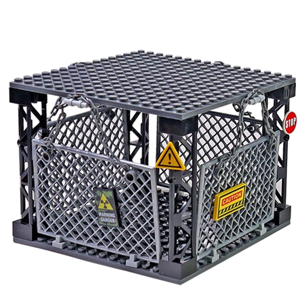 Military Jail Dinosaur Cage Building Blocks Set,Safety Guardrail,Realistic Zoo Prison Playset with Open Doors,Compatible with Halloween JailWW2 Military and More ScenePlayset for Boys and Girls