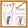 Boao 36 Sets Circus Carnival Cups with Lids and Paper Straws 14 oz Circus Carnival Birthday Party Supplies Favors Disposable Clear Plastic Cups Bulk view 2