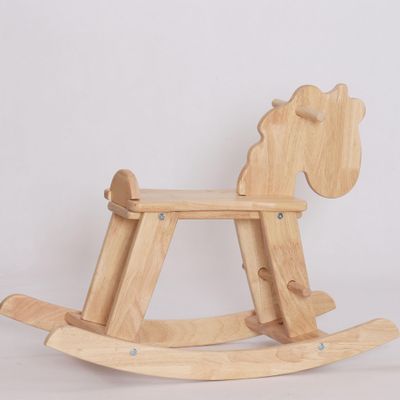 PHUDONGTOYS Natural Wooden Rocking Horse for Preschool (Ages 3-6) - Solid Rubber Wood, Safe & Comfortable Footrest, Supports Physical & Cognitive Growth, Christmas Housewarming Gift for Kids