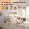 COSYLAND Indoor Playground Jungle Gym Playset for Kids, 7 in 1 Climbing Toys for Toddlers with Slide and Beech Hanging Ring,Quick Installation Sturdy Indoor Climbing Playset for Small Space (Rainbow) view 2