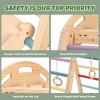 COSYLAND Indoor Playground Jungle Gym Playset for Kids, 7 in 1 Climbing Toys for Toddlers with Slide and Beech Hanging Ring,Quick Installation Sturdy Indoor Climbing Playset for Small Space (Rainbow) view 3