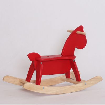 PHUDONGTOYS Red Wooden Rocking Horse Funny for Toddlers (Ages 2-4) - Solid Rubber Wood, Smooth Surface for Creative Decoration, Minimalist Rocking Horse, Christmas Housewarming Gift for Kids