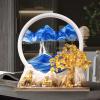 360 Rotate Moving Sand Art,3D Sand Art Liquid Motion, Chinese Style Sand Art Pictures, Glass Crafts Resin Base, Relaxing Mood Home Office Work Art Decor, Housewarming Gift(Blue) view 1