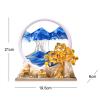 360 Rotate Moving Sand Art,3D Sand Art Liquid Motion, Chinese Style Sand Art Pictures, Glass Crafts Resin Base, Relaxing Mood Home Office Work Art Decor, Housewarming Gift(Blue) view 2