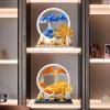 360 Rotate Moving Sand Art,3D Sand Art Liquid Motion, Chinese Style Sand Art Pictures, Glass Crafts Resin Base, Relaxing Mood Home Office Work Art Decor, Housewarming Gift(Blue) view 3