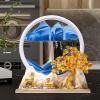 360 Rotate Moving Sand Art,3D Sand Art Liquid Motion, Chinese Style Sand Art Pictures, Glass Crafts Resin Base, Relaxing Mood Home Office Work Art Decor, Housewarming Gift(Blue) view 4