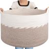 OIAHOMY 125L Extra Large Blanket Basket, 25" x 16", Jumbo Laundry Hamper, Cotton Rope Basket with Handles for Living Room,Baby Toy Storage Bins, Brown view 1