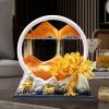 360 Rotate Moving Sand Art,3D Sand Art Liquid Motion, Chinese Style Sand Art Pictures, Glass Crafts Resin Base, Relaxing Mood Home Office Work Art Decor, Housewarming Gift(Gold) view 1