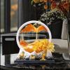 360 Rotate Moving Sand Art,3D Sand Art Liquid Motion, Chinese Style Sand Art Pictures, Glass Crafts Resin Base, Relaxing Mood Home Office Work Art Decor, Housewarming Gift(Gold) view 4
