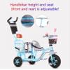 JIYIAN Black,Style 3, Double Seat Baby Stroller Tricycle,Three Wheels Cycle Rear Seat with Backrest and Handle Adjustable Push Bike Trikes for Kids Dual Steering System view 4