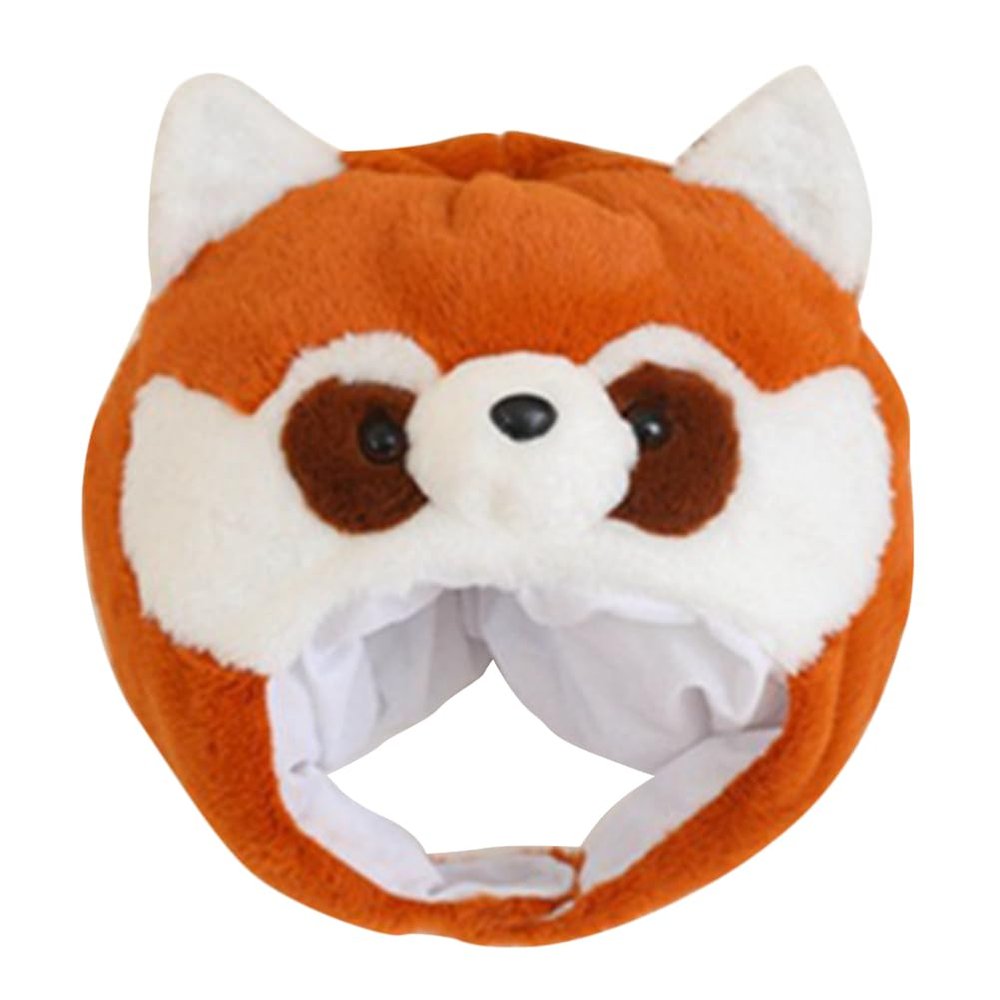 LOGOFUN Plush Raccoon Hat Headgear Cartoon Raccoon Head Shaped Headwears Novelty Animals Decorative Caps for Halloween Cosplay Party Hair Accessories