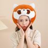 LOGOFUN Plush Raccoon Hat Headgear Cartoon Raccoon Head Shaped Headwears Novelty Animals Decorative Caps for Halloween Cosplay Party Hair Accessories view 3
