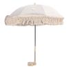 Baby Umbrella Stroller Parasol, Adjustable Sun Shade Fringe Beach Umbrella for Toddlers with Clamp, Stroller, Beach Chair, Wheelchair, Travel (Beige with Small view 1