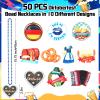 Highergo 150 Pcs Oktoberfest Party Favors Set 50 Oktoberfest Button Pins Bavarian Badges 50 Bead Necklaces 50 Party Favors Silicone Bracelets for Beer Festival Supplies view 2