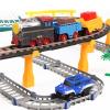 Electric Train Set for Kids Ages 4-8 with Train Tracks Set & Car Tracks Lights Up Bridge Road Sign Realistic Sound Train Track Accessories Playset Boy Toys Birthday 4 5 6 7 8+ Year Old view 2