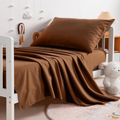 600TC Egyptian Cotton 3-PieceToddler Sheet Set, Fitted Sheet, Flat Sheet and Envelope Pillowcase,Toddler Bed Set for Boys & Girls,Crib Sheets Set,(MiniCrib Sheets 28" x 52" x 12" Taupe Solid )