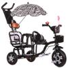 JIYIAN Black,Style 1, Double Seat Baby Stroller Tricycle,Three Wheels Cycle Rear Seat with Backrest and Handle Adjustable Push Bike Trikes for Kids Dual Steering System view 1