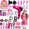 Hair Salon Toys for Girls, 36PCS Kids Pretend Play Makeup Sets, Dress Up Beauty Hair Stylist Toy Kit with Barber Apron, Hair Dryer, Curling Iron, Mirror, Scissors and Styling Accessories view 1