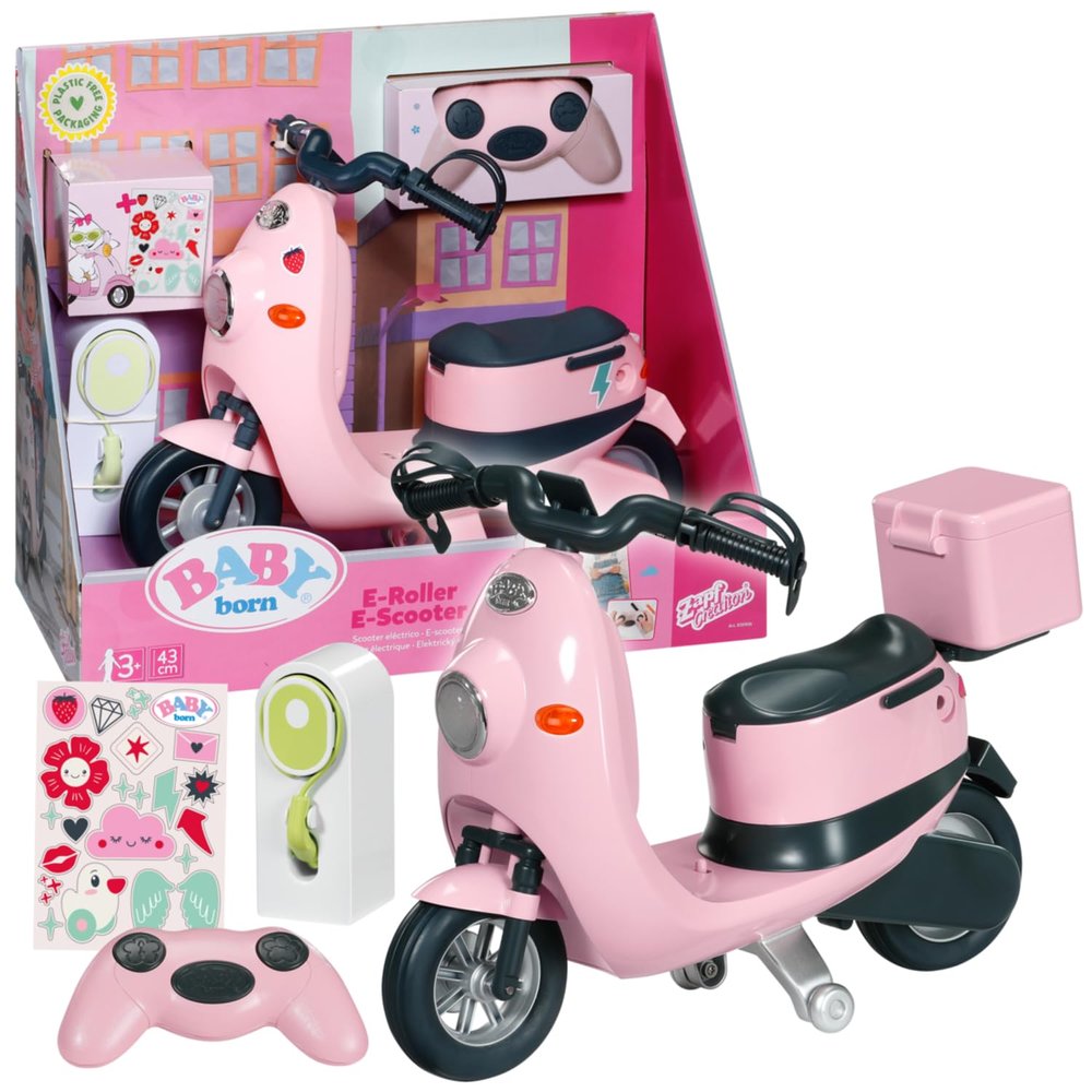 BABY born Zapf Creation E-Scooter, Remote Controlled Scooter with Charging Station for Charging and Playing, for 43 cm Dolls, 835906