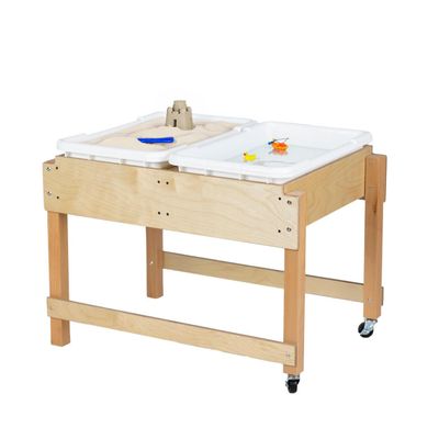 Wood Designs Childrens Sand and Water Play Table - Sturdy Birch Wood Dual Compartment Sensory Activity Table for Toddlers, Montessori, Schools