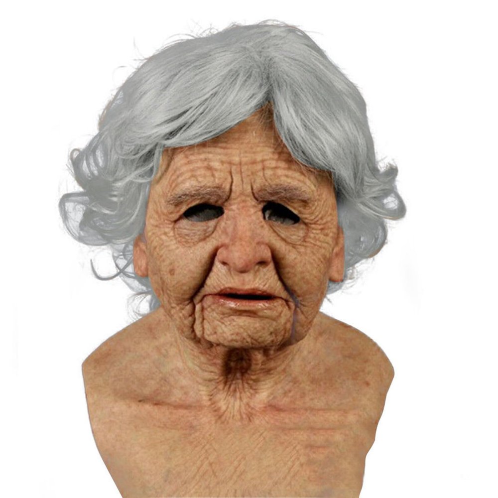 Aagomeyh Halloween Mask Realistic Old Man Mask Creepy Human Latex Mask,Scary Wrinkle Halloween Cosplay Costume Mask Party Props