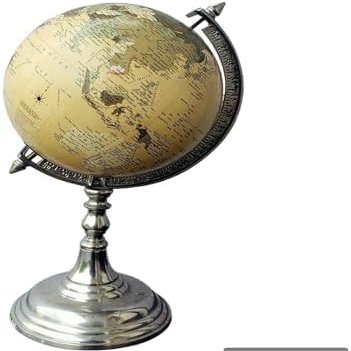ANTIQUE AURA Antique World Globe with Aluminum Stand for Educational Geographic Home Office and School Decor