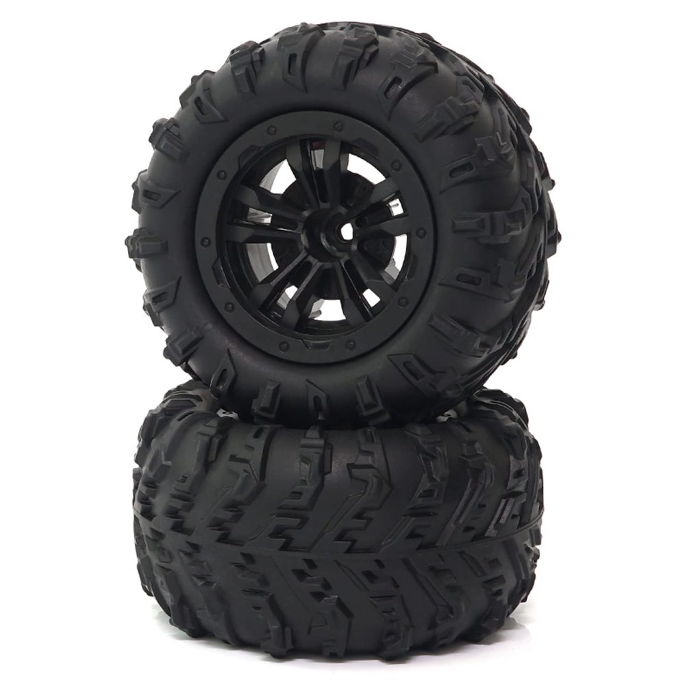 Depisuta 2 Pcs 85mm RC Car Tires, 12mm Hex Hub Wheel Rims & Rubber Tires Compatible with SCY 16101 16102 1/16 RC Car, RC Car Wheels, Rubber Car Replacement Tyres