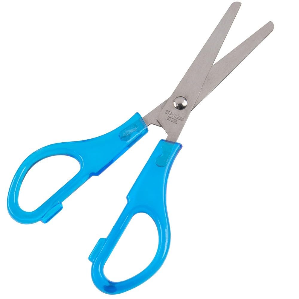 Craft County Ambidextrous Stainless Steel Safety Scissors Ideal for Crafting, Office Use, Classrooms, and More (Blue)
