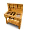 Noble Toys XL Cedar Outdoor Mud Kitchen Centered with Backsplash and Stovetop for Toddlers Kids | Pretend Play Table | Sensory Table | Outside Playset | Real Wooden Kitchens | Preschool Equipment view 1