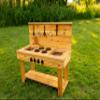 Noble Toys XL Cedar Outdoor Mud Kitchen Centered with Backsplash and Stovetop for Toddlers Kids | Pretend Play Table | Sensory Table | Outside Playset | Real Wooden Kitchens | Preschool Equipment view 2