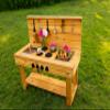 Noble Toys XL Cedar Outdoor Mud Kitchen Centered with Backsplash and Stovetop for Toddlers Kids | Pretend Play Table | Sensory Table | Outside Playset | Real Wooden Kitchens | Preschool Equipment view 4