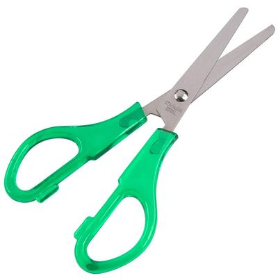 Craft County Ambidextrous Stainless Steel Safety Scissors Ideal for Crafting, Office Use, Classrooms, and More (Green)