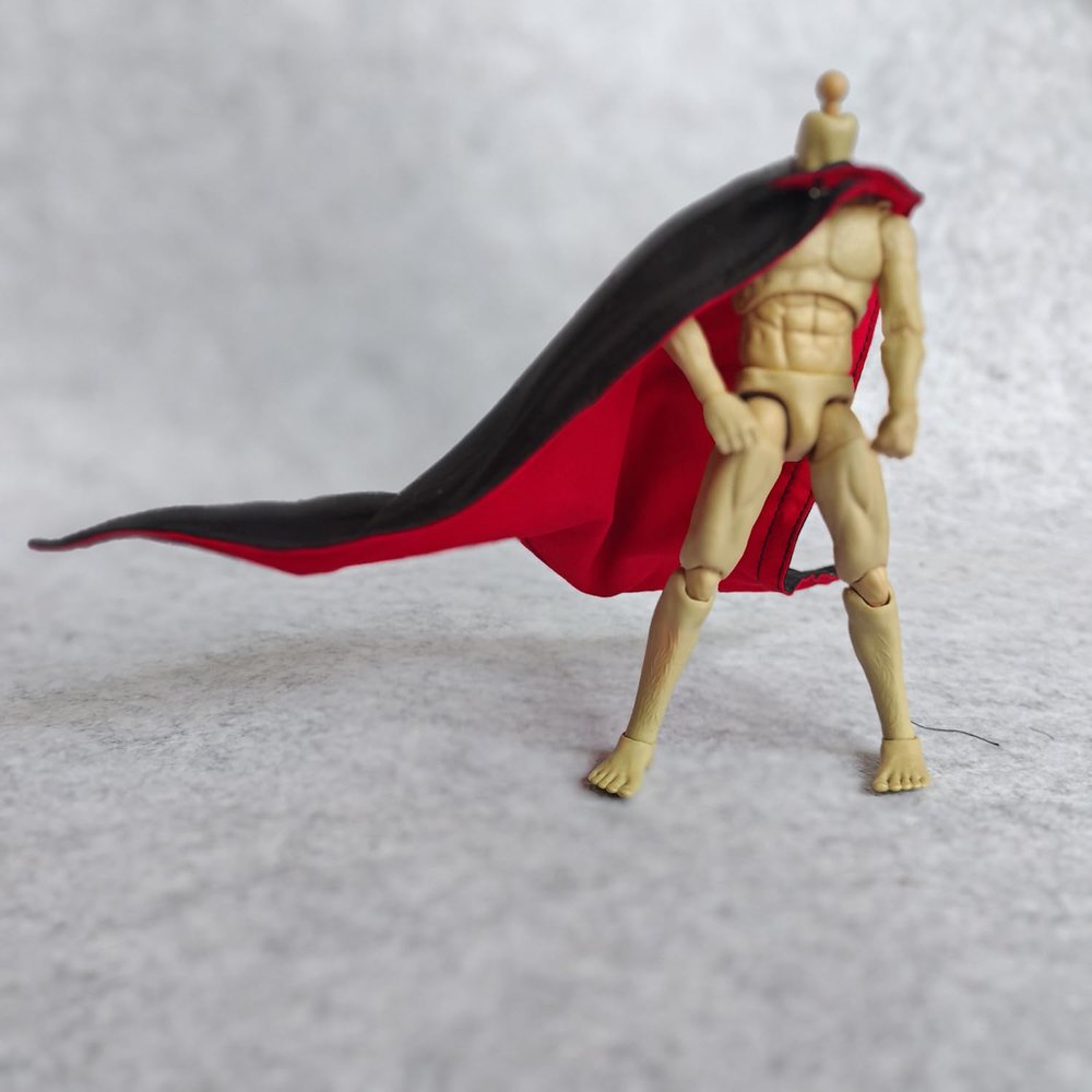 1:12 Scale Fabric Wired Buckle Cloak for 1/12 6 inches Action Figure Clothes (Black)