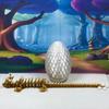 3D Printed Dragon, Articulated Gold and White Cherry Blossom Dragon, 12" Dragon, Fidget Toy ADHD Autism, Home Office Decor Executive Desk Toy D032 view 4