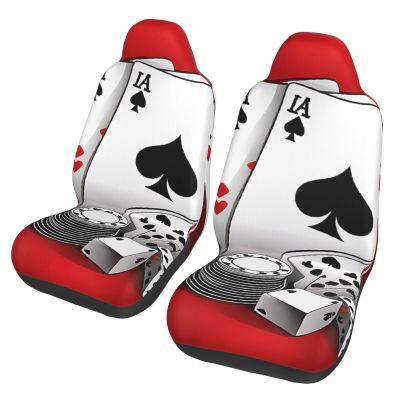 BEIVGOXL Poker Tournament Printed Car Seat Covers Full Set for Women Universal Car Seat Covers,Easy to Install Cover Set,Fit for Most Cars,Sedan,SUV, Van 2 Pcs