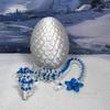 3D Articulated Dragon with Dragon Egg, Fidget Toy Dragon, 12" White and Blue Cherry Blossom Dragon, Executive Desk Toy D017-WB-WE view 3