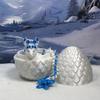 3D Articulated Dragon with Dragon Egg, Fidget Toy Dragon, 12" White and Blue Cherry Blossom Dragon, Executive Desk Toy D017-WB-WE view 4