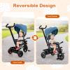 GLACER Tricycle, 5 in 1 Toddler Bike with Adjustable Push Handle, Removable Canopy, Reversible Seat, Safety Harness, EVA Wheels, Cup Holder & Storage Basket, Baby Tricycle for Age 1.5-5 Years (Blue) view 4
